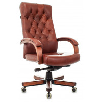 Кресло руководителя Бюрократ T-9928WALNUT светло-коричневый Leather Eichel
