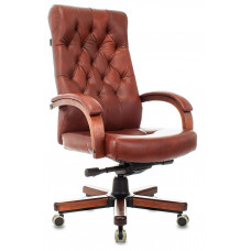 Кресло руководителя Бюрократ T-9928WALNUT светло-коричневый Leather Eichel