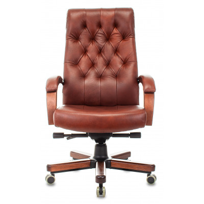 Кресло руководителя Бюрократ T-9928WALNUT светло-коричневый Leather Eichel