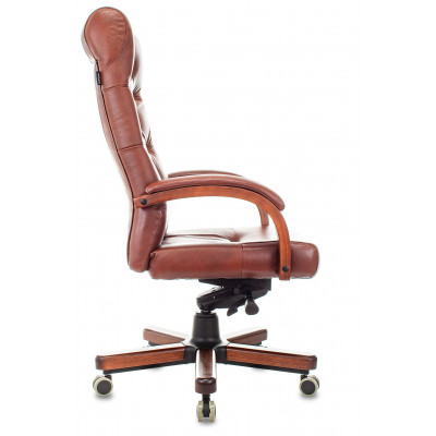 Кресло руководителя Бюрократ T-9928WALNUT светло-коричневый Leather Eichel