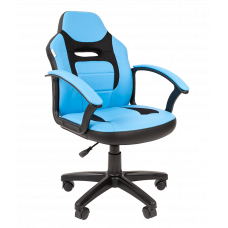 Кресло CHAIRMAN KIDS 110 черный пластик Экокожа/Ткань TW, цвет Голубой/черный