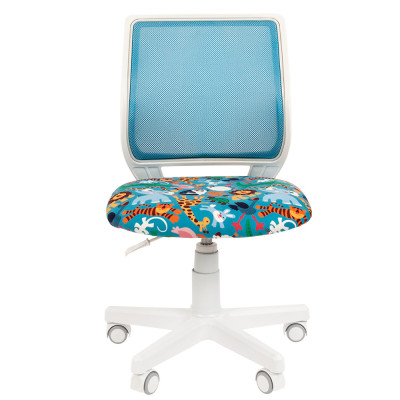 Кресло Детское CHAIRMAN KIDS 112 белый пластик, Ткань велюр, цвет Рисунок Зоопарк