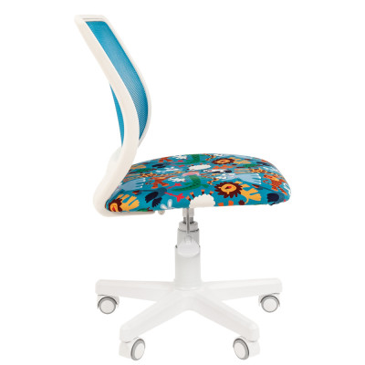 Кресло Детское CHAIRMAN KIDS 112 белый пластик, Ткань велюр, цвет Рисунок Зоопарк