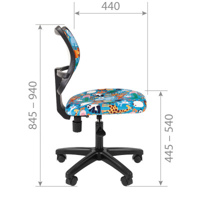 Кресло детское CHAIRMAN KIDS 102 черный пластик, Ткань велюр, цвет Рисунок зоопарк