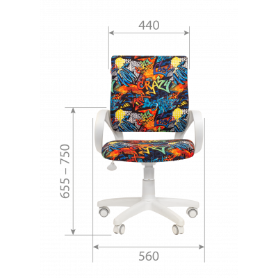 Кресло детское CHAIRMAN KIDS 103 белый пластик, Ткань велюр, цвет Рисунок crazy