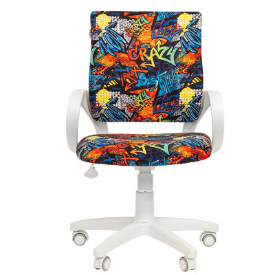 Кресло детское CHAIRMAN KIDS 103 белый пластик, Ткань велюр, цвет Рисунок crazy