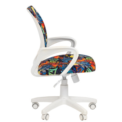 Кресло детское CHAIRMAN KIDS 103 белый пластик, Ткань велюр, цвет Рисунок crazy