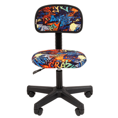 Кресло детское CHAIRMAN KIDS 101 черный пластик, Ткань велюр, цвет Рисунок crazy