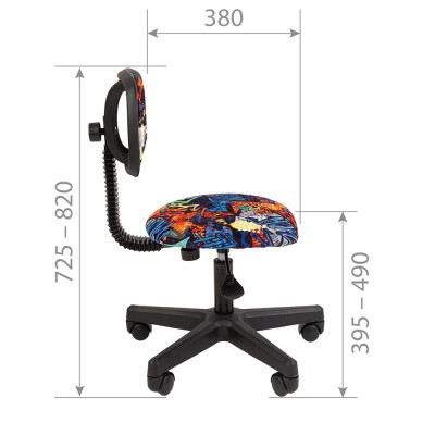 Кресло детское CHAIRMAN KIDS 101 черный пластик, Ткань велюр, цвет Рисунок crazy