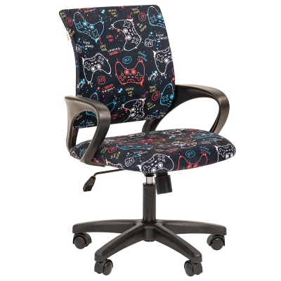 Кресло детское CHAIRMAN KIDS 103 черный пластик, Ткань велюр, цвет Рисунок game