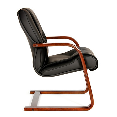 Кресло для посетителей CHAIRMAN 653 V кожа, Натуральная кожа, цвет Черный