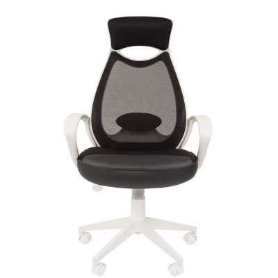 Кресло для руководителя CHAIRMAN 840 white, Сетчатый акрил/Ткань TW/Экокожа, цвет Черный