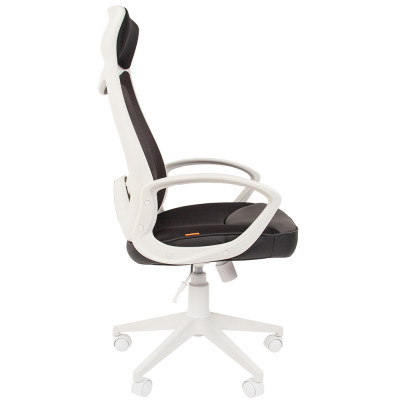 Кресло для руководителя CHAIRMAN 840 white, Сетчатый акрил/Ткань TW/Экокожа, цвет Черный