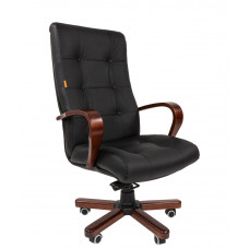 Кресло CHAIRMAN 424 WD Натуральная кожа, цвет Черный