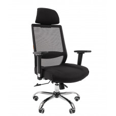 Кресло CHAIRMAN 555 LUX Сетчатый акрил/Ткань, цвет Черный