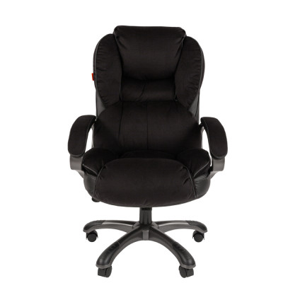 Кресло домашний офис CHAIRMAN HOME 434, Ткань велюр/Экокожа, цвет Черный