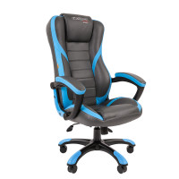 Кресло CHAIRMAN GAME 22 Экокожа, цвет Серый/Голубой