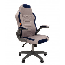 Кресло CHAIRMAN GAME 50 Ткань велюр, цвет Серый/Синий