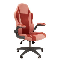 Кресло CHAIRMAN GAME 55 Ткань велюр, цвет Розовый/Бордо