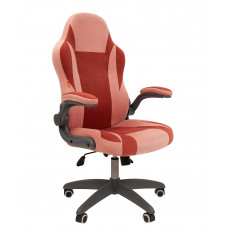 Кресло CHAIRMAN GAME 55 Ткань велюр, цвет Розовый/Бордо