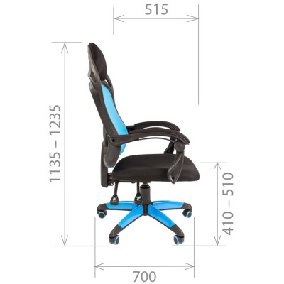 Кресло игровое CHAIRMAN GAME 12, Сетчатый акрил/Ткань TW, цвет Голубой