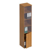 Шкаф для документов узкий со стеклом МХ ФР 381 ВЗ, цвет вяз светлый