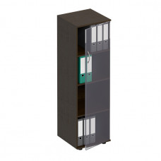 Стеллаж средний узкий со стеклянной дверью ФР 358 ВТ серии Формула, цвет венге темный