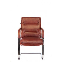 Кресло Бюрократ T-9927SL-LOW-V светло-коричневый Leather Eichel кожа низк.спин. полозья металл хром