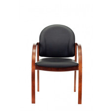 Стул Бюрократ ДЖУНО черный искусственная кожа на ножках дерево