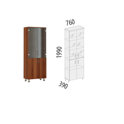 Шкаф-витрина Лидер 82.13, Орех Пегас