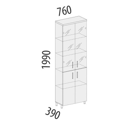 Шкаф-витрина Лидер 84.13, Дуб Кронберг
