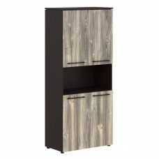 Шкаф с 2-мя комплектами глухих малых дверей 854х423х1956 MHC 85.4 Дуб Базель/Венге