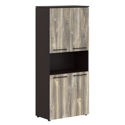 Шкаф с 2-мя комплектами глухих малых дверей 854х423х1956 MHC 85.4 Дуб Базель/Венге