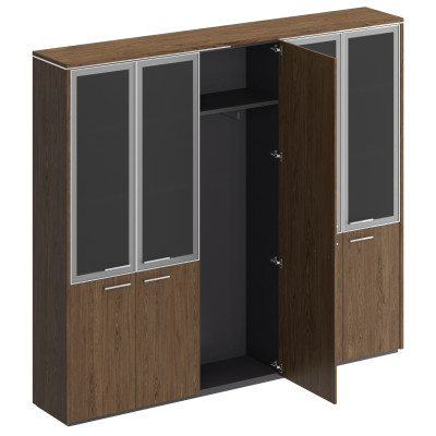 Шкаф комбинированный (со стеклом + для одежды узкий + со стеклом) Orion ОР ВЛ 361 ДТ дуб табачный
