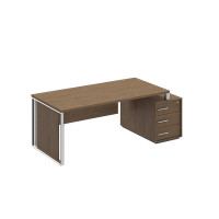 Стол руководителя на опорной тумбе со вставкой Orion ОР 146-1 ДТ дуб табачный