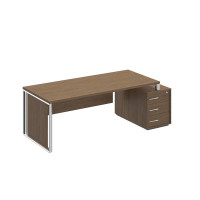 Стол руководителя на опорной тумбе декоративная вставка Orion ОР 148-1 ДТ дуб табачный