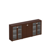 Шкаф комбинированный средний (стекло + закрытый + стекло) Премьер ПР 339 ВТ венге темный