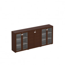 Шкаф комбинированный средний (стекло + закрытый + стекло) Премьер ПР 339 ВТ венге темный