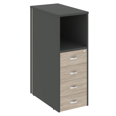 Onix Тумба 4 ящика завершающая, левая O.R-TV-4 (L) Дуб Аттик/Антрацит 436*767*1185