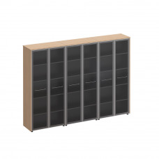 Шкаф комбинированный высокий (стекло + стекло + стекло) Reventon МЕ 381 ЗП зебрано песочный