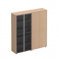 Шкаф комбинированный высокий (стекло + одежда) Reventon МЕ 357 ЗП зебрано песочный