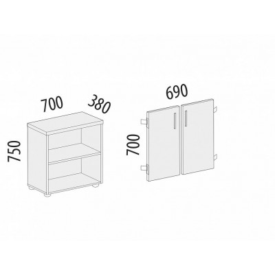 Стеллаж закрытый Рубин 41 540, Итальянский Орех