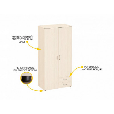 Шкаф для одежды с полками и штангой Рубин 40.105, Сосна Астрид