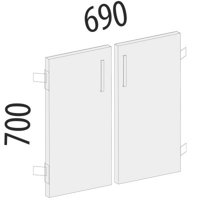 Двери ЛДСП 2 секции Рубин 41.37, Итальянский Орех