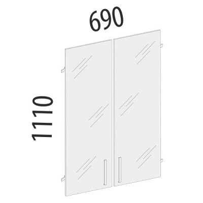 Двери стеклянные 3 секции Рубин 40.38