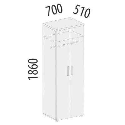 Шкаф для одежды со штангой Рубин 41.33, Итальянский Орех