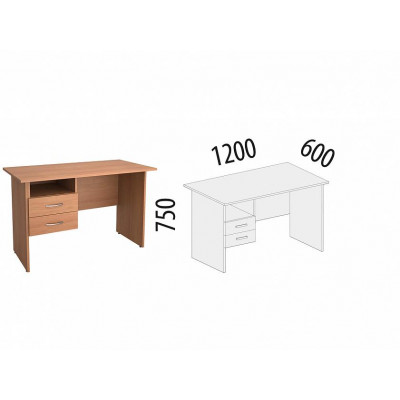 Стол с ящиками (лев/прав) Рубин 42.42, Миланский Орех