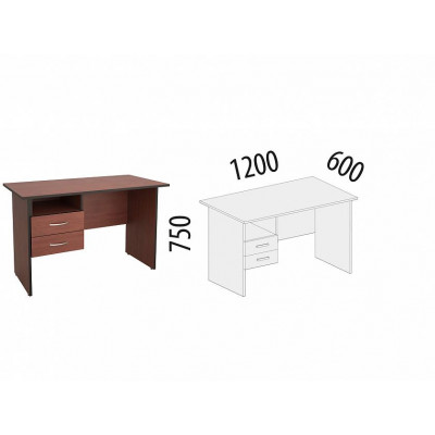 Стол с ящиками (лев/прав) Рубин 41.42, Итальянский Орех