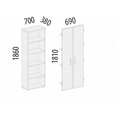 Стеллаж закрытый Рубин 40 531, Сосна Астрид