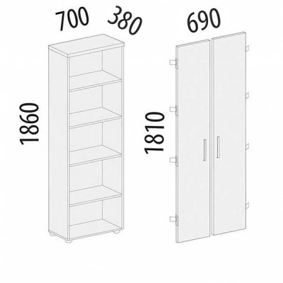 Стеллаж закрытый Рубин 41 531, Итальянский Орех